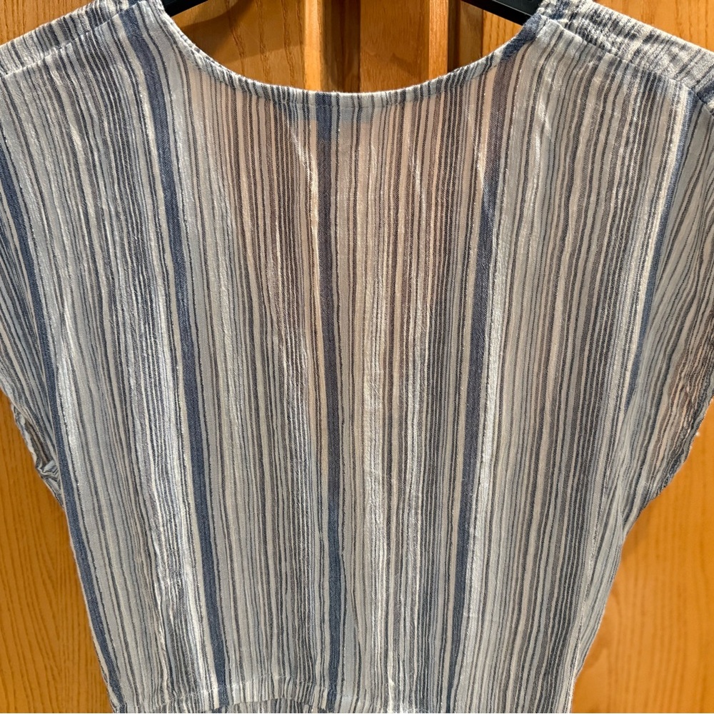 Blue Island Blue Striped Metallic Boho Coverup Maxi Dress Size Small - Picture 8 of 8